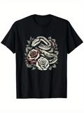 Men's T-Shirt Entwined Among Vintage Roses A Coiled Snake