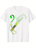 Men's T-Shirt Electric Hues Flowing Strings With Bass Clef And Abstract Guitar