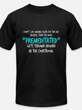 Men's T-Shirt Funny Quote In Blue Letters On Black T Shirt Featuring Courtroom Word