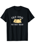 Men's T-Shirt Old Dog No New Tricks Funny Yellow Cartoon Puppy