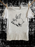 Men's T-Shirt Hand Drawn Illustration With Wings Flying Pig