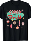 Men's T-Shirt Merry And Bright Retro Pastel Holiday Baubles With Sparkling Accents Christmas Ornament