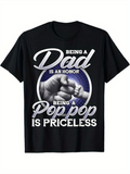 Men's T-Shirt Being A Dad Is An Honor Being A Pop Pop Is Priceless With Fist Bump Art Surrounded By Blue Circle