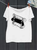 Men's T-Shirt Quirky Boys Stretching Oversized Skateboard On White T Shirt