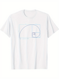 Men's T-Shirt Geometric Spiral Printed Blueprint Golden Ratio Diagram