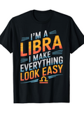 Men's T-Shirt Im A Libra Colorful Graphic Words With Zodiac Symbol Under Bold Lettering