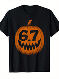 Men's T-Shirt Spooky Grinning Pumpkin With Number Carving Jackolantern