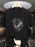 Men's T-Shirt Dynamic Smoke Art Swirling Lines Forming Powerful Eagle Head