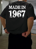 Men's T-Shirt Made In Bold Distressed White Letters Under Large Number Print