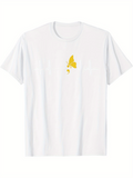 Men's T-Shirt Minimalist Yellow Butterfly Among Faint Dots Centered On Chest Butterfly