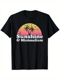 Men's T-Shirt Sunshine Minimalism With Silhouetted Palm Trees Under A Pastel Sunset Sky