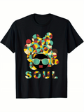 Men's T-Shirt Soul Multicolored Geometric Circles Forming Funky Retro Portrait