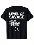 Men's T-Shirt Level Of Savage Checkboxes Pisces Zodiac Symbol T Shirt