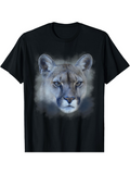 Men's T-Shirt Mystical Foggy Atmosphere With Realistic Fierce Wild Mountain Lion