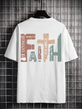 Men's T-Shirt Romans Faith Letters Forming A Wooden Cross Graphic