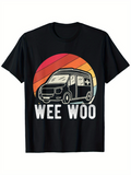 Men's T-Shirt Wee Woo Vintage Sunset Ambulance Graphic With Rainbow Colors Emergency Vehicle