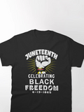 Men's T-Shirt Juneteenth Celebrating Black Freedom With Raised Fist And Radiating Sunburst