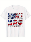 Men's T-Shirt Hospice Nurse American Flag Colors And Bold Lettering Print