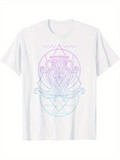 Men's T-Shirt Geometric Line Art With Ocean Wave Inspired Abstract Octopus