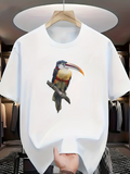 Men's T-Shirt Vivid Tropical Perch With Lush Green Leaves Under Gentle Sunlight Toucan