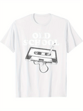 Men's T-Shirt Old School Retro Cassette Tape With Unwound Ribbon And Pencil