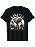Men's T-Shirt Damaged But Doable Broken Multicolored Heart With Green Leaves And Plants