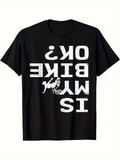 Men's T-Shirt Is My Bike Ok Funny Distressed Lettering With Crashed Bicycle Rider