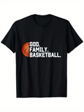 Men's T-Shirt God Family Basketball With An Orange Ball Silhouette Centered On Shirt