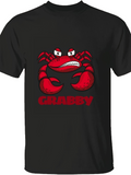 Men's T-Shirt Grumpy Cartoon Red Shell With Angry Eyes Crab