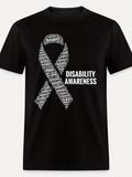 Men's T-Shirt Disability Awareness With Inspiring Words Forming Charity Ribbon