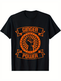 Men's T-Shirt Ginger Power Raised Fist Surrounded By Radiating Orange Sunburst
