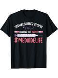 Men's T-Shirt Scrubs Rubber Gloves Pink Syringe And Heartbeat Lines Medaide Life T Shirt