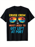 Men's T-Shirt Cruise Crew Funny Tropical Sunglasses With Sunset Palm Trees Shirt