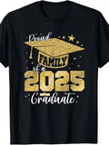 Men's T-Shirt Proud Family Of A 2025 Graduate With Glittering Gold Graduation Cap