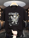 Men's T-Shirt Summer Day With Graffiti Doodles And Dancing Cute Robot