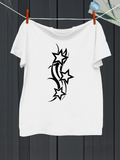 Men's T-Shirt Abstract Tribal Pattern With Bold Black Spikes And Flowing Star Shapes