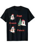 Men's T-Shirt Past Present Future With Gingerbread Cookies And Christmas Tree Ghost