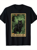 Men's T-Shirt The Black Cat Mysterious Jungle Greenery With Golden Framed Art Featuring Cat