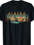 Men's T-Shirt Alaska Majestic Mountains With Sunset Pine Trees And Serene Lake