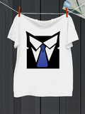 Men's T-Shirt Minimalist Suit Collar With Blue Tie Illustration Shirt
