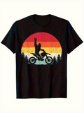 Men's T-Shirt Retro Sunset With Llama Riding Motorcycle In Pine Forest