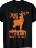 Men's T-Shirt Im Into Fitness Orange Silhouette With Playful Outdoor Standing Deer