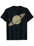 Men's T-Shirt Golden Celestial Rings Orbiting In Deep Space Saturn Planet