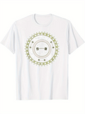 Men's T-Shirt Decorative Circular Pattern With Abstract Studded Elements Centerpiece