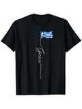 Men's T-Shirt Graceful Script Under Blue And White Flag T Shirt