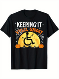 Men's T-Shirt Keeping It Wheel Spooky Halloween Pumpkins Under Full Moon Wheelchair