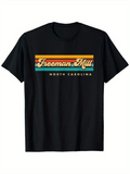 Men's T-Shirt Freeman Mill North Carolina Retro Stripes Across Classic Cotton Shirt
