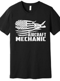 Men's T-Shirt American Flag With Airplane And Bold Lettering Aircraft Mechanic