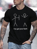 Men's T-Shirt Ive Got Your Back Stick Figures With Minimalist Line Drawings On Simple Shirt