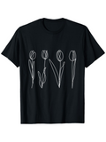 Men's T-Shirt Minimalist Hand Drawn Line Artwork Of Elegant Tulip Flower